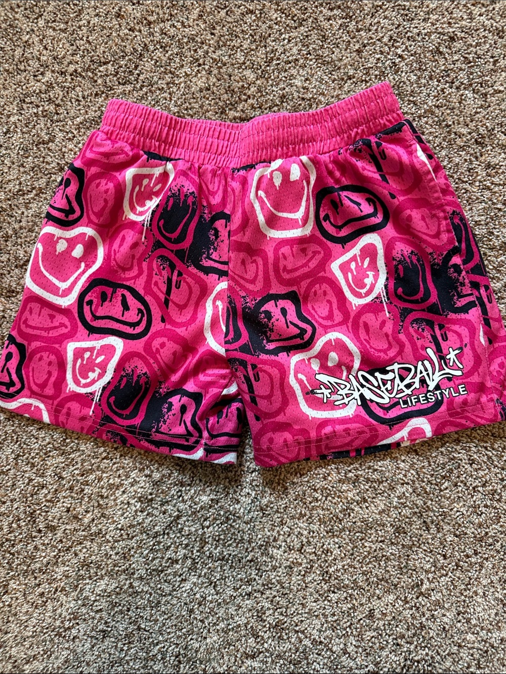Baseball lifestyle 101 Kids Pink Patterned Athletic Shorts